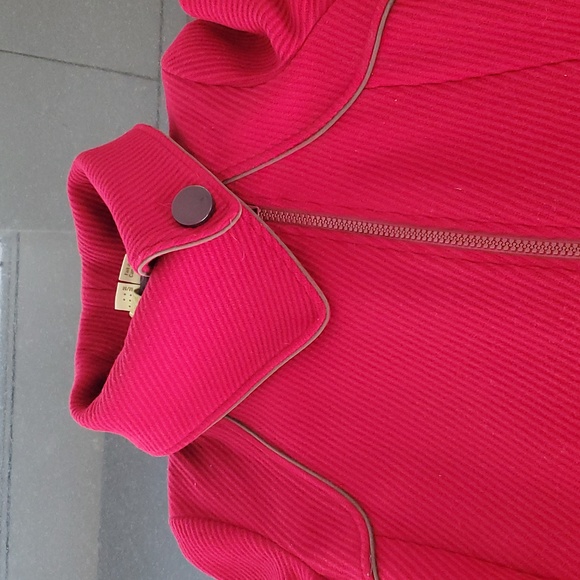 Soia & Kyo Asymmetrical Moto Zip Retro Wool Coat in Dark Red - Picture 5 of 11